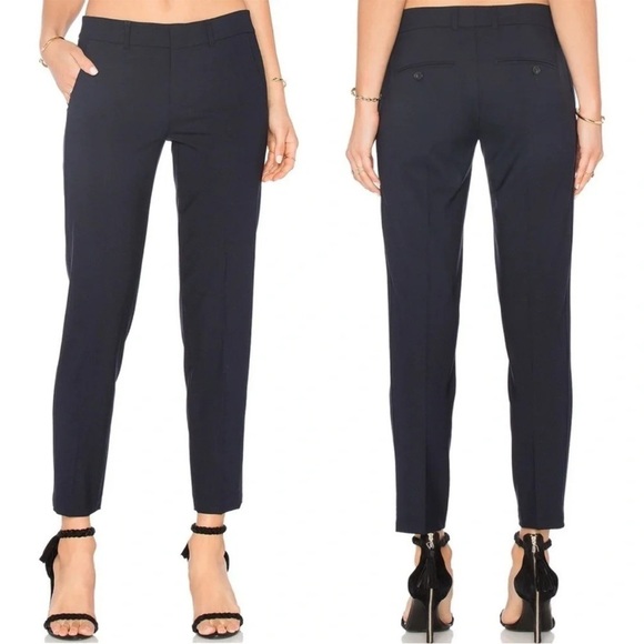 Vince Side Strapping Wool Pant Coastal Blue Minimalist Business Casual Women’s 4 - Picture 1 of 11